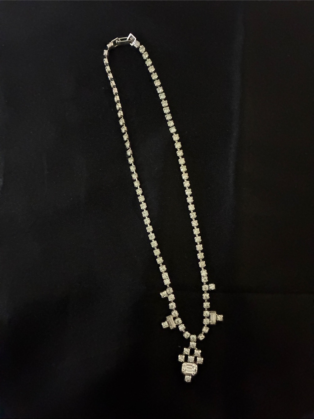 Clear Crystal Cross Pendant Necklace in Silver